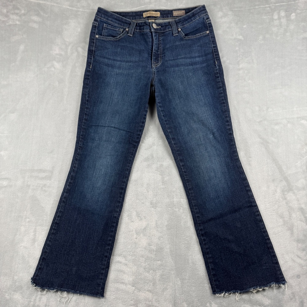 Nine West Vintage America Collection BOHO Bootcut Jeans Frayed Hem Size 10